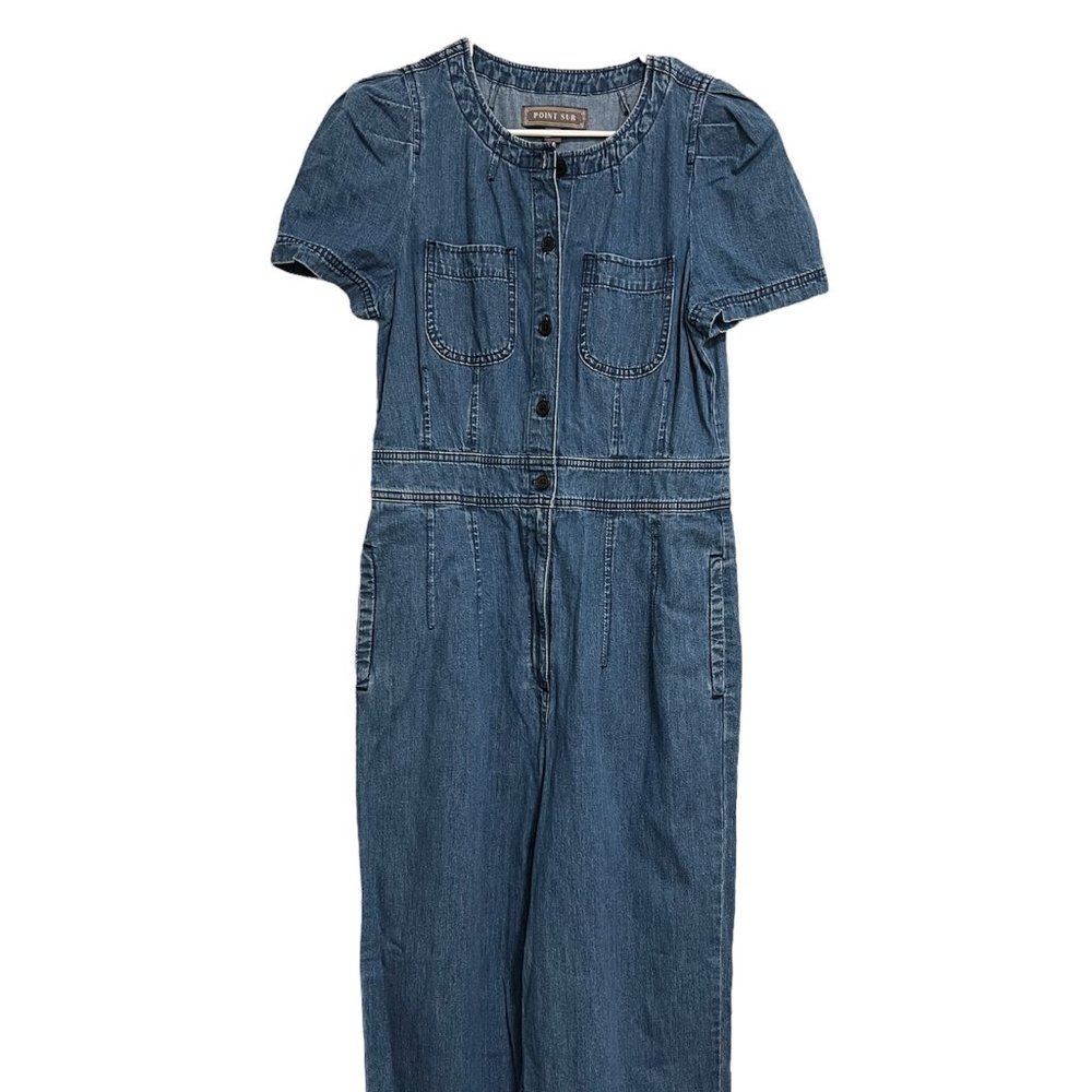 J. Crew Wide Leg Denim Jumpsuit